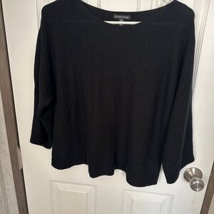 Eileen Fisher Classic Black Pullover with slit in side arm medium  merino wool